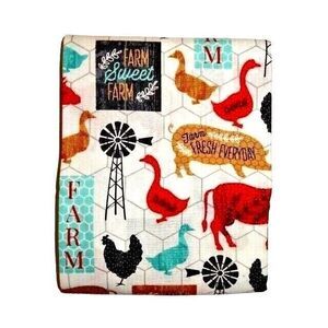 Family Farm Pre-Cut Sewing Fabric 36 x 44-inch Chicken Ducks Pigs Windmill NEW